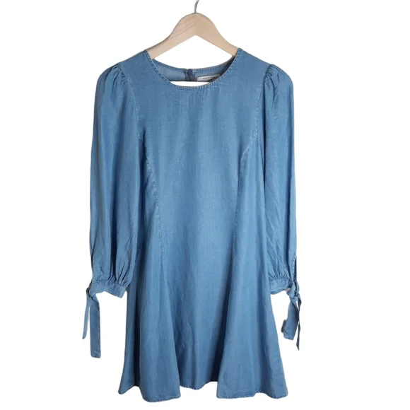 white christmas dresses Denim Wrap Dress – Lisa N. Hoang main image 1